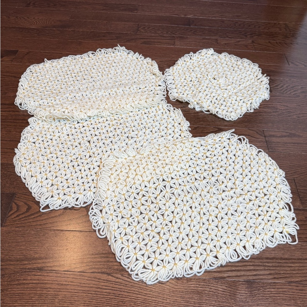 Handmade Crochet Doily Set in Cream- 4 pieces